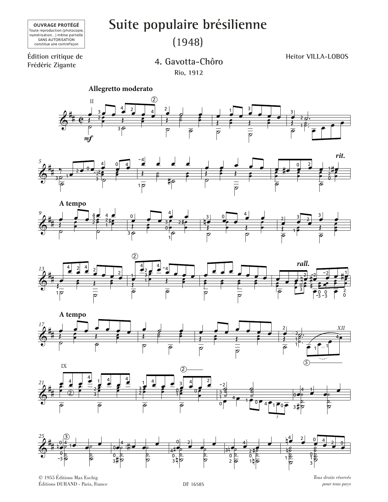 Heitor Villa-Lobos Gavotta-Choro sheet music notes and chords. Download Printable PDF.