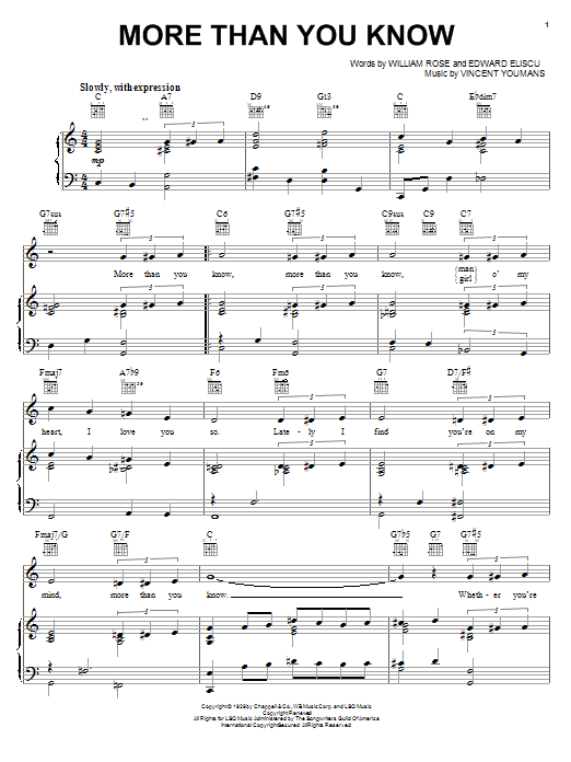 Helen Morgan More Than You Know sheet music notes and chords. Download Printable PDF.