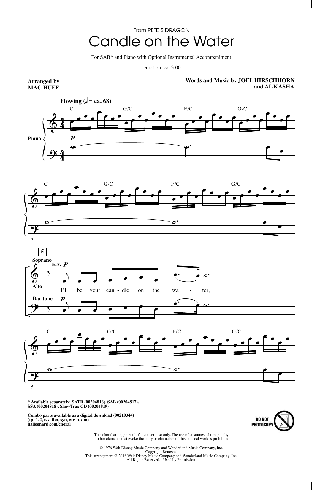 Learn to play Mac Huff Candle On The Water sheet music for SSA Choir in minutes. Price: 3.9900$ Mac Huff Candle On The Water sheet music notes and chords arranged for SSA Choir