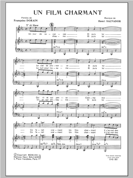 Henri Salvador Film Charmant sheet music notes and chords. Download Printable PDF.