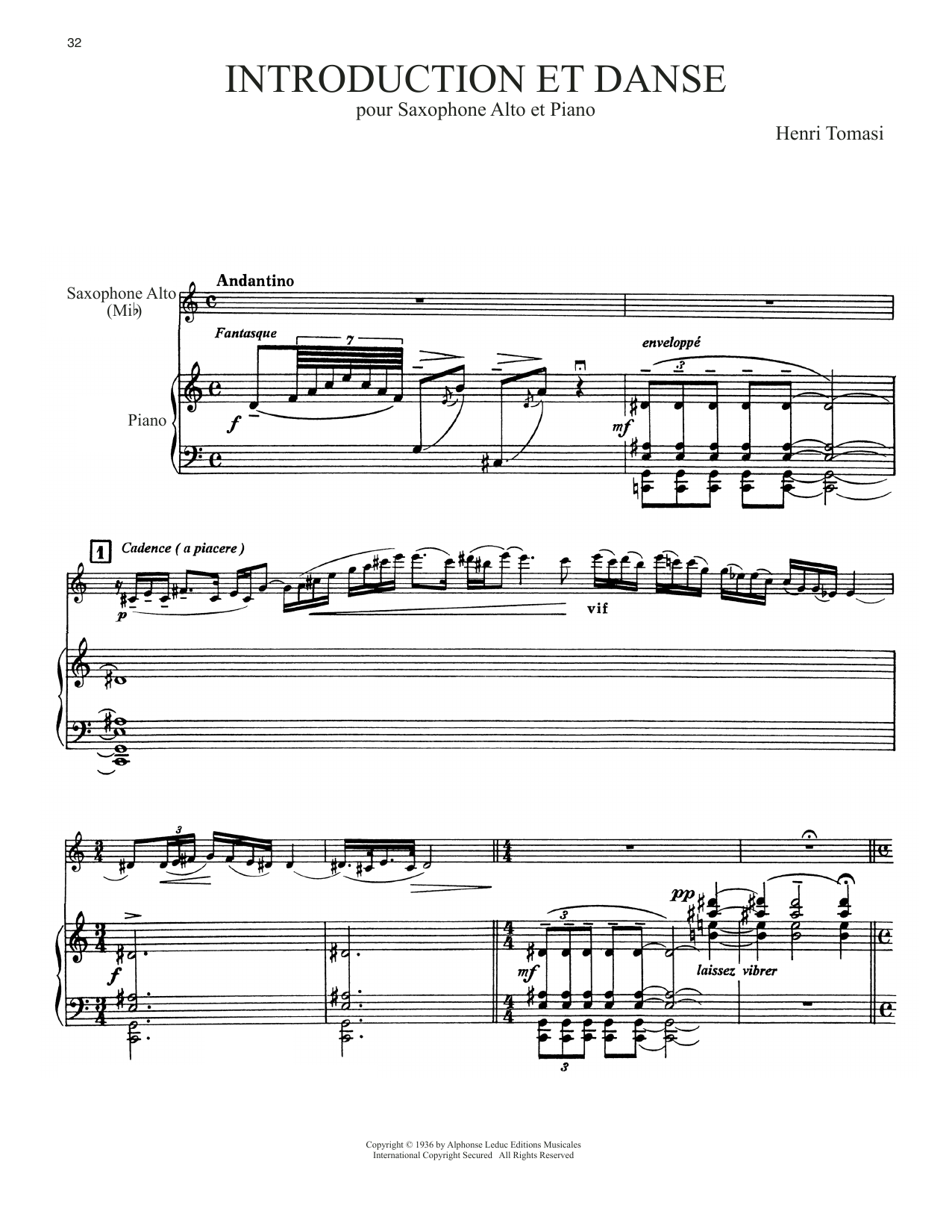 Henri Tomasi Introduction Et Danse sheet music notes and chords. Download Printable PDF.