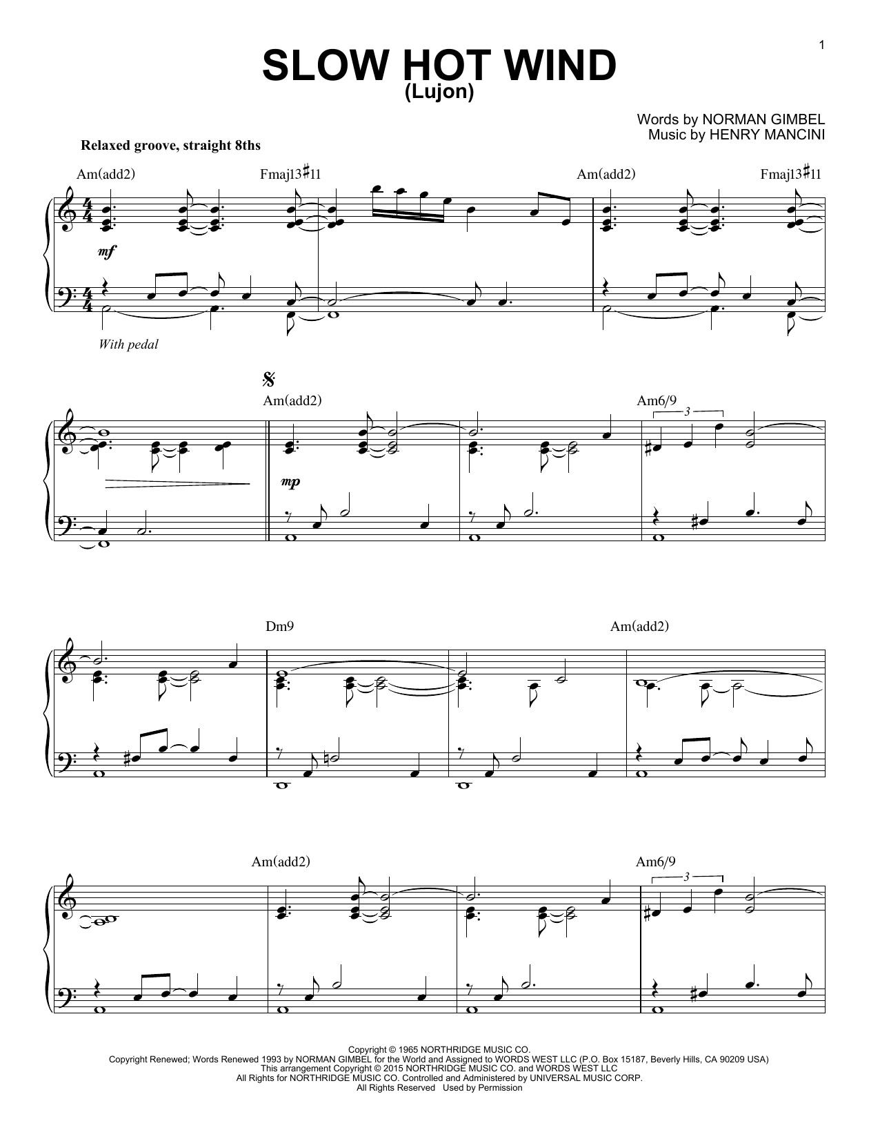 Download Henry Mancini 'Slow Hot Wind (Lujon) [Jazz version] (arr