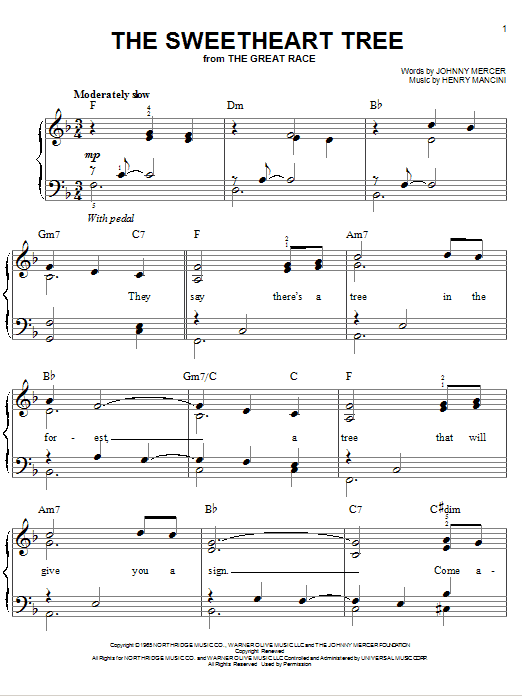 Henry Mancini The Sweetheart Tree Sheet Music PDF Notes Chords 