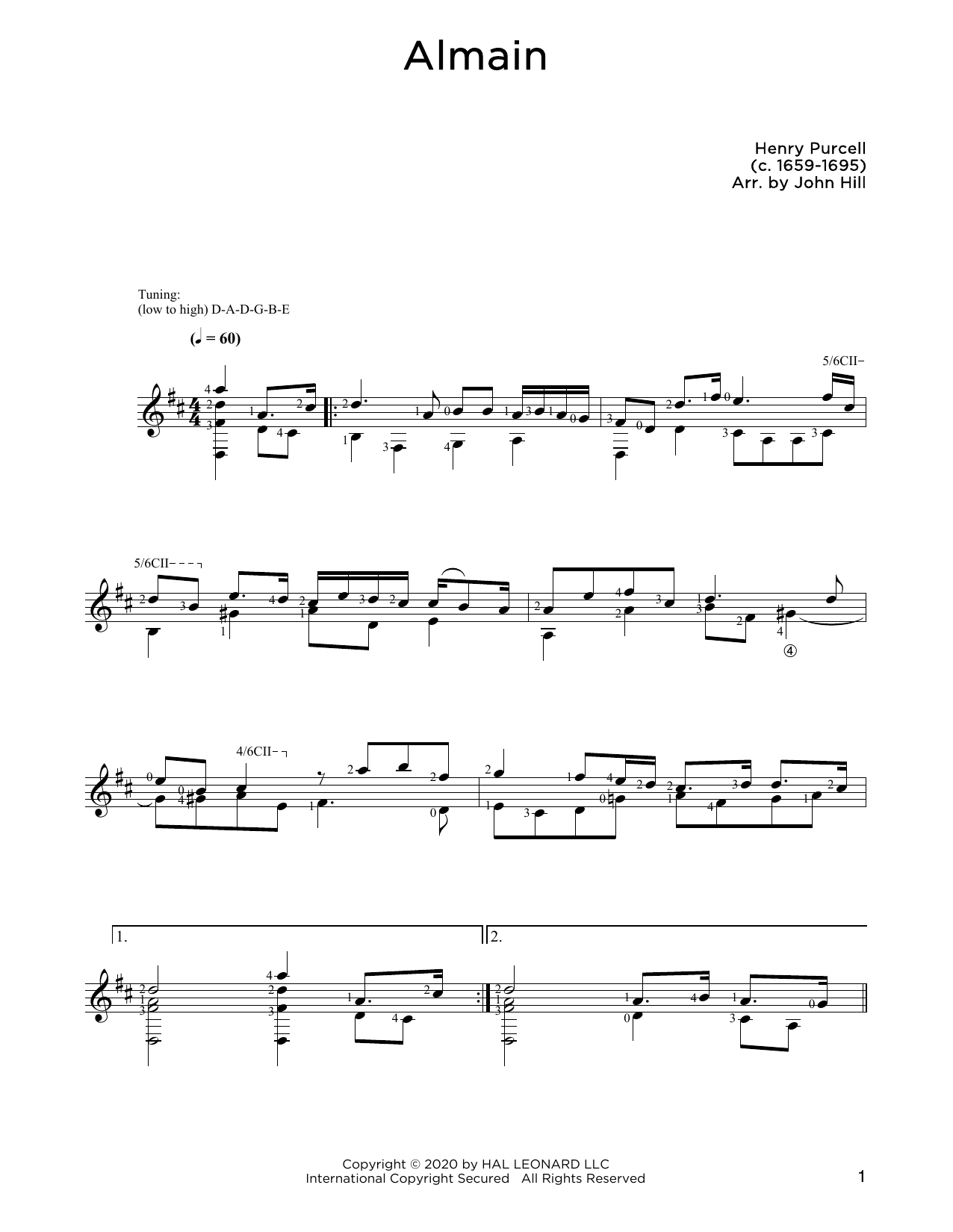 Henry Purcell Almain sheet music notes and chords. Download Printable PDF.