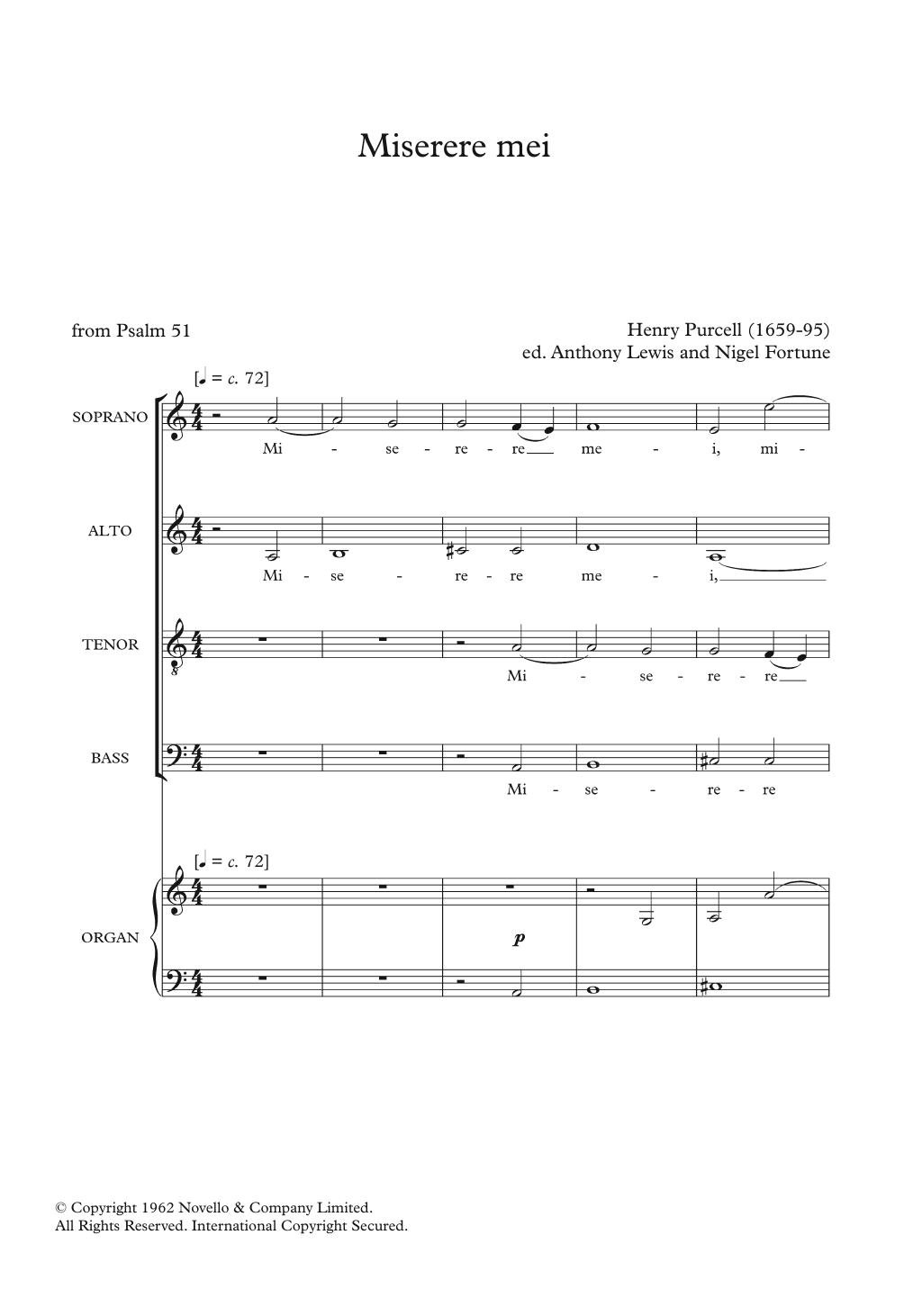 Henry Purcell Miserere Mei sheet music notes and chords. Download Printable PDF.