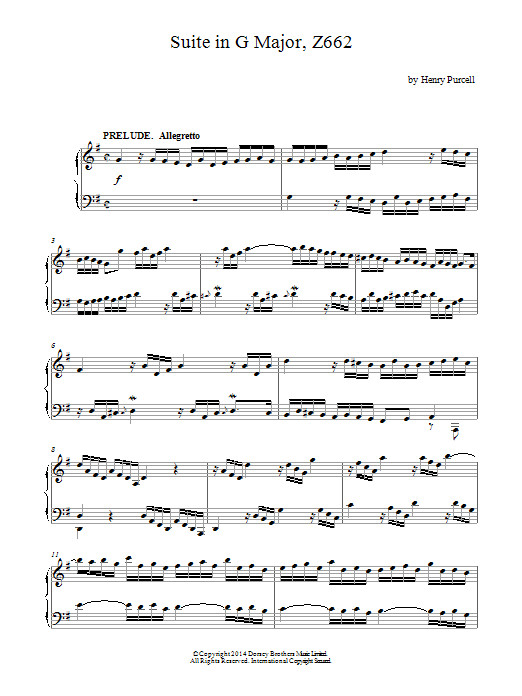Learn to play Henry Purcell Suite In G Major sheet music for Piano Solo in minutes. Price: 7.8900$ Henry Purcell Suite In G Major sheet music notes and chords arranged for Piano Solo