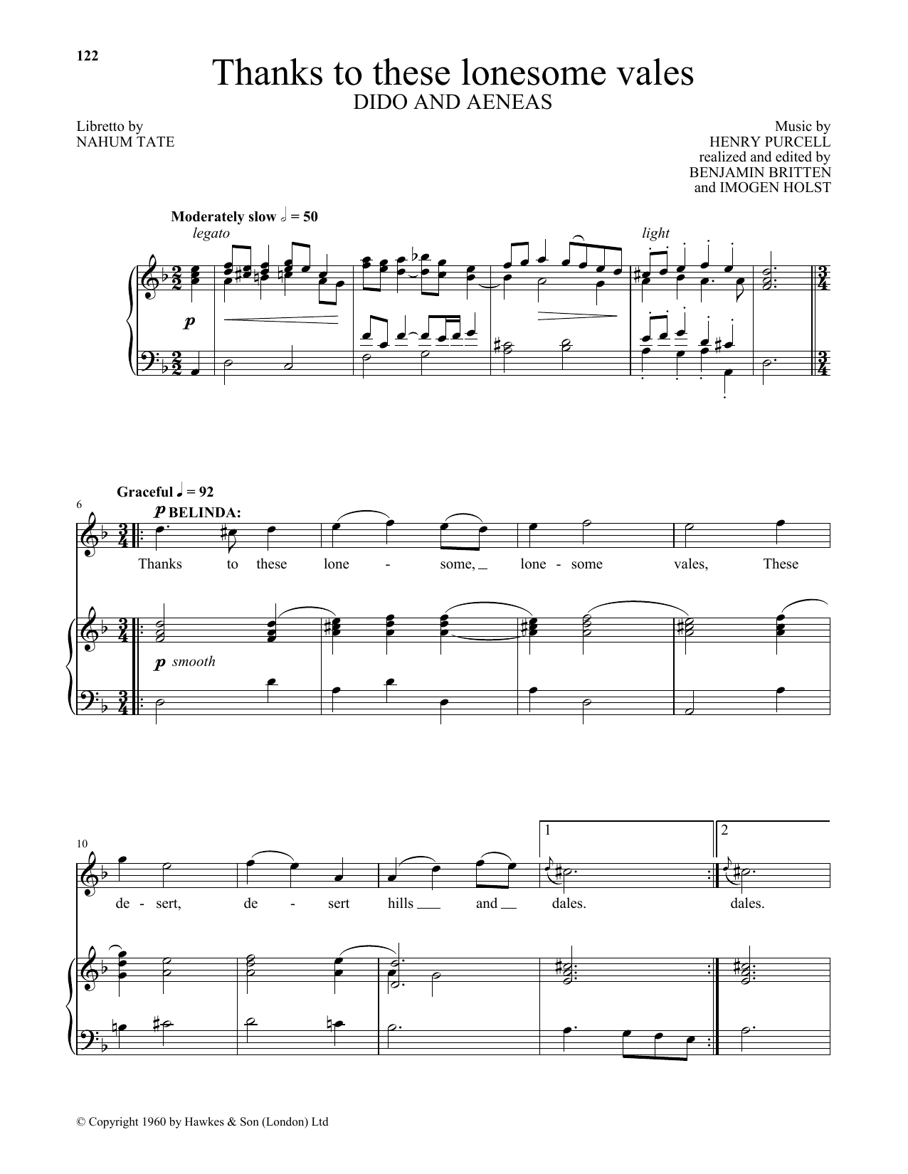 Learn to play Henry Purcell Thanks to these lonesome vales (from Dido And Aeneas) sheet music for Piano & Vocal in minutes. Henry Purcell Thanks to these lonesome vales (from Dido And Aeneas) sheet music notes and chords. Download Printable PDF.