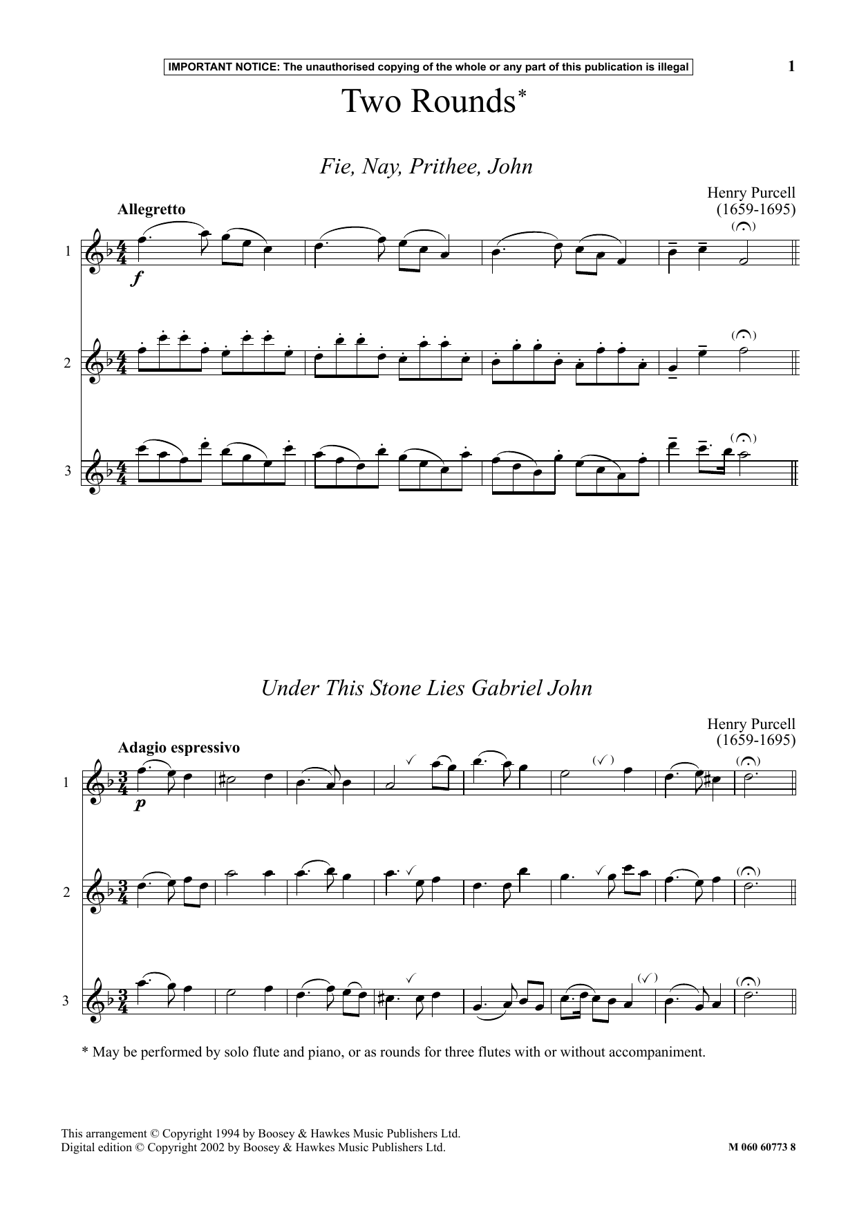 Henry Purcell Two Rounds sheet music notes and chords. Download Printable PDF.