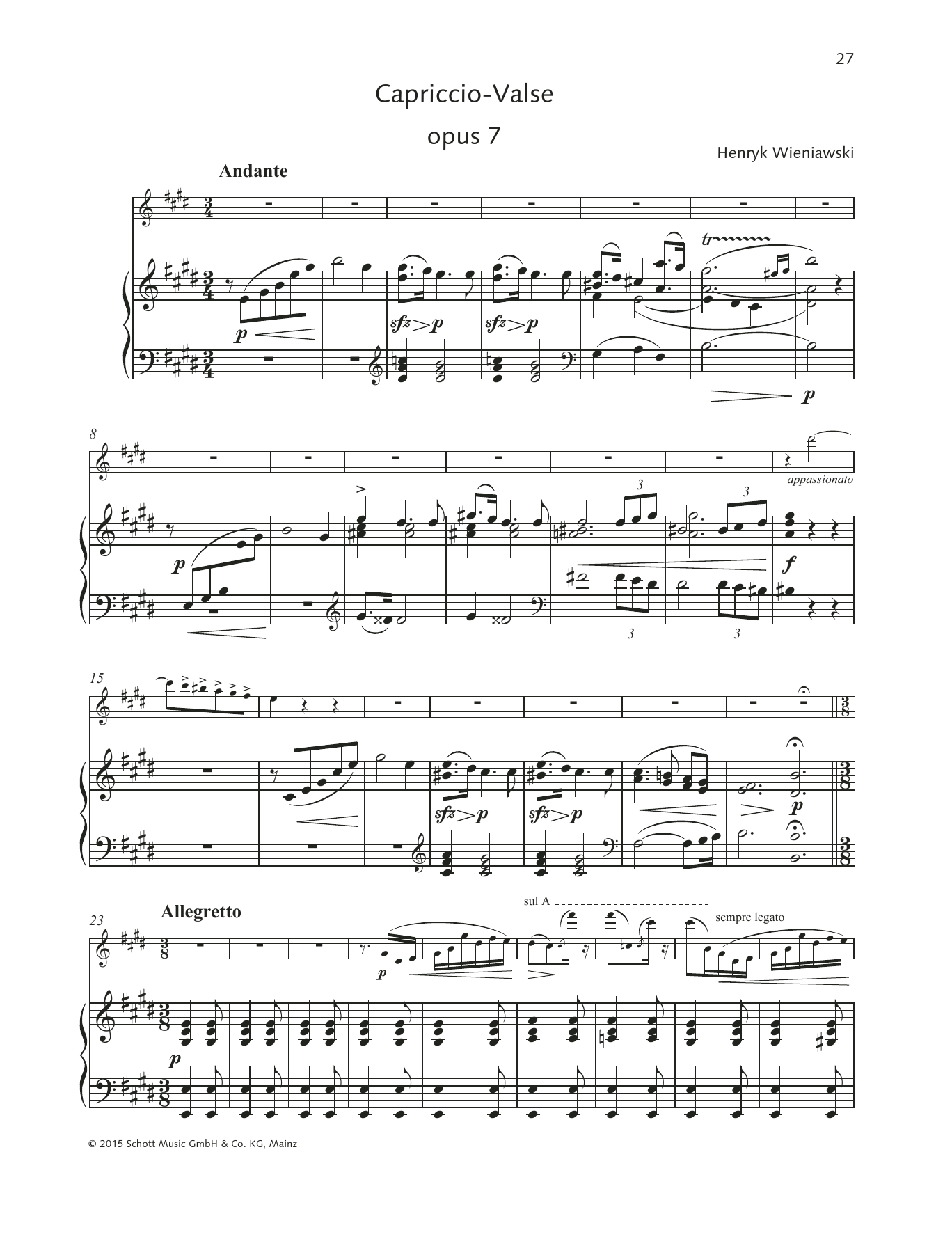 Learn to play Henryk Wieniawski Capriccio-Valse sheet music for String Solo in minutes. Price: 5.9900$ Henryk Wieniawski Capriccio-Valse sheet music notes and chords arranged for String Solo