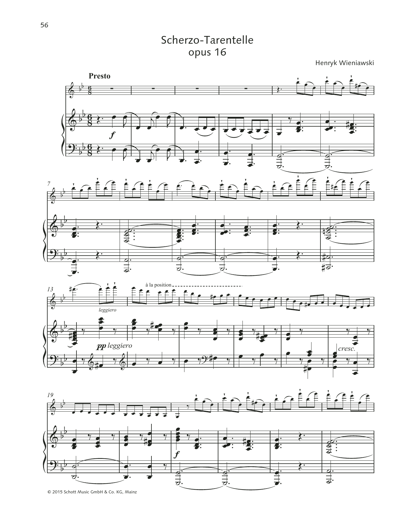 Henryk Wieniawski Scherzo-Tarantelle sheet music notes and chords. Download Printable PDF.