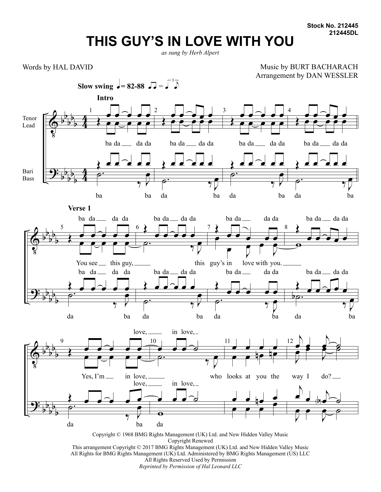 Learn to play Herb Alpert This Guy's in Love with You (arr. Dan Wessler) sheet music for TTBB Choir in minutes. Price: 3.9900$ Herb Alpert This Guy's in Love with You (arr. Dan Wessler) sheet music notes and chords arranged for TTBB Choir