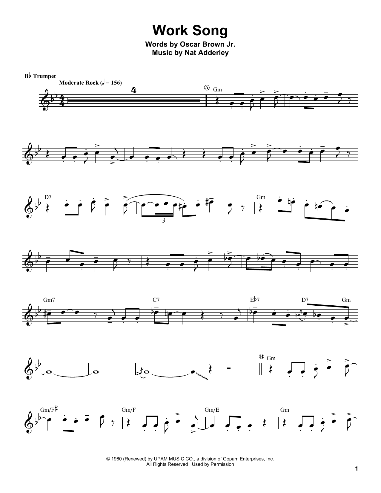 Herb Alpert Work Song sheet music notes and chords. Download Printable PDF.