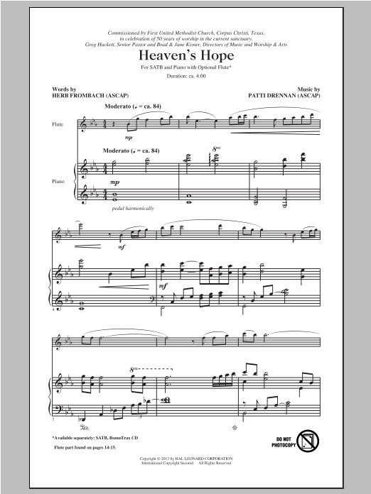 Patti Drennan Heaven's Hope sheet music notes and chords. Download Printable PDF.