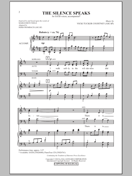 Herb Frombach The Silence Speaks sheet music notes and chords. Download Printable PDF.