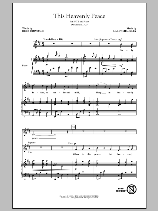 Larry Shackley This Heavenly Peace sheet music notes and chords. Download Printable PDF.