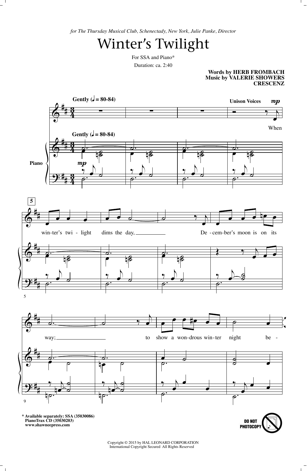 Herb Frombach Winter's Twilight sheet music notes and chords. Download Printable PDF.