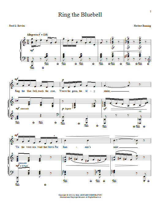 Herbert Bunning Ring The Bluebell sheet music notes and chords. Download Printable PDF.