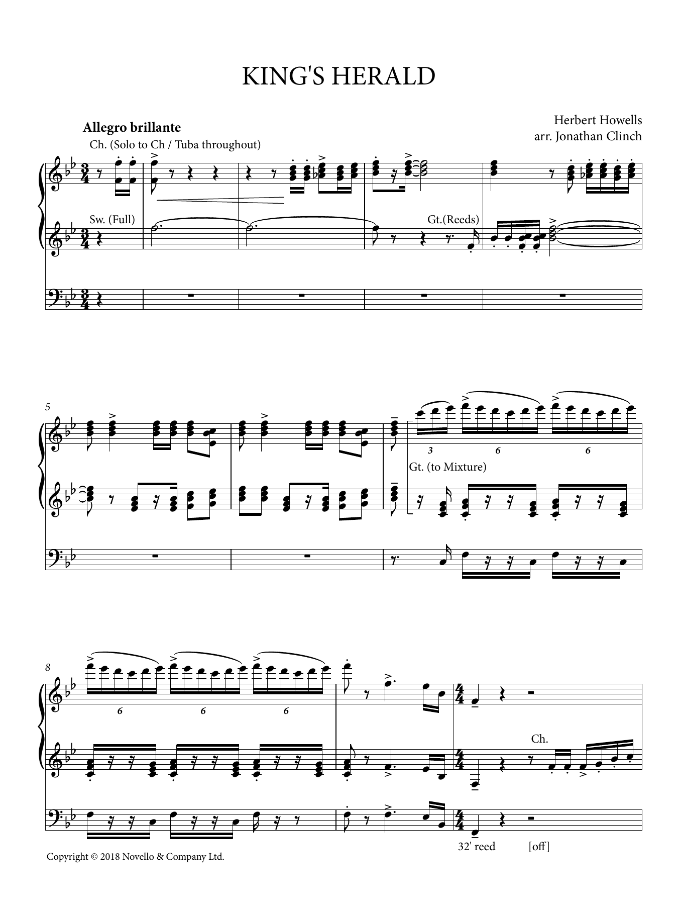 Herbert Howells King's Herald sheet music notes and chords. Download Printable PDF.