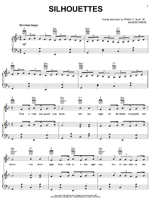 Herman's Hermits Silhouettes sheet music notes and chords. Download Printable PDF.