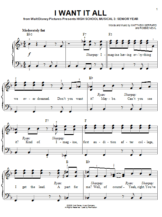 High School Musical 3 I Want It All sheet music notes and chords. Download Printable PDF.