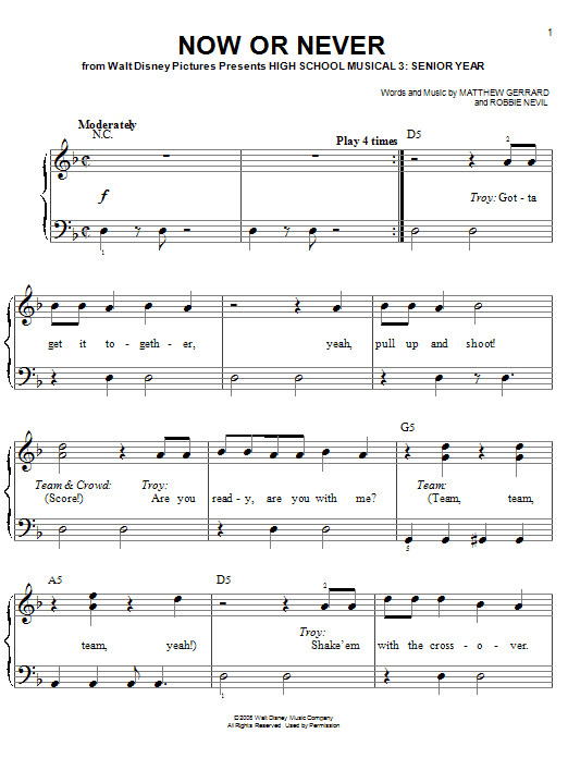 High School Musical 3 Now Or Never sheet music notes and chords. Download Printable PDF.