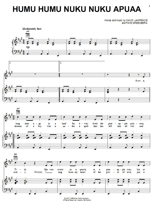 Learn to play High School Musical 2 Humu Humu Nuku Nuku Apuaa sheet music for Big Note Piano in minutes. Price: 6.9900$ High School Musical 2 Humu Humu Nuku Nuku Apuaa sheet music notes and chords arranged for Big Note Piano
