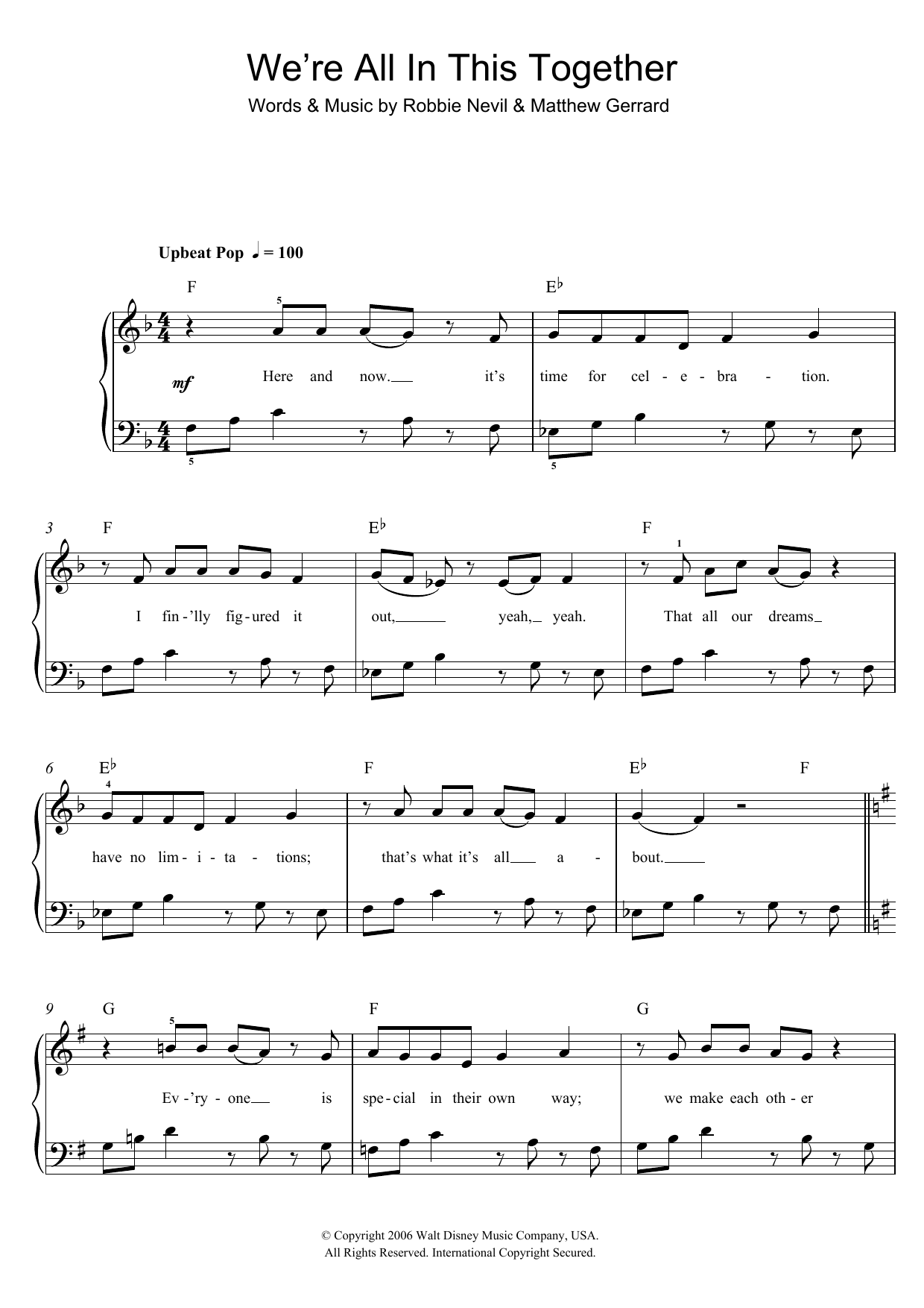 Learn to play High School Musical We're All In This Together sheet music for Beginner Piano (Abridged) in minutes. Price: 5.9900$ High School Musical We're All In This Together sheet music notes and chords arranged for Beginner Piano (Abridged)