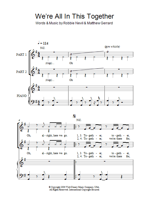 High School Musical We're All In This Together sheet music notes and chords. Download Printable PDF.