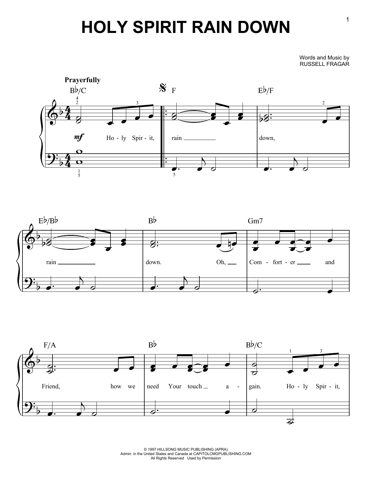 Russell Fragar Holy Spirit Rain Down sheet music notes and chords. Download Printable PDF.