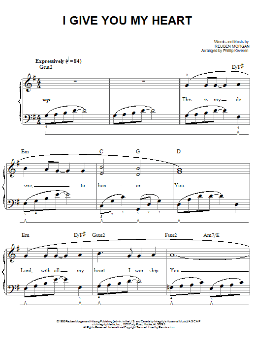 Reuben Morgan I Give You My Heart sheet music notes and chords. Download Printable PDF.