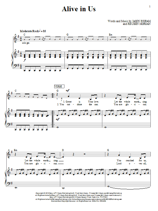 Hillsong United Alive In Us sheet music notes and chords. Download Printable PDF.