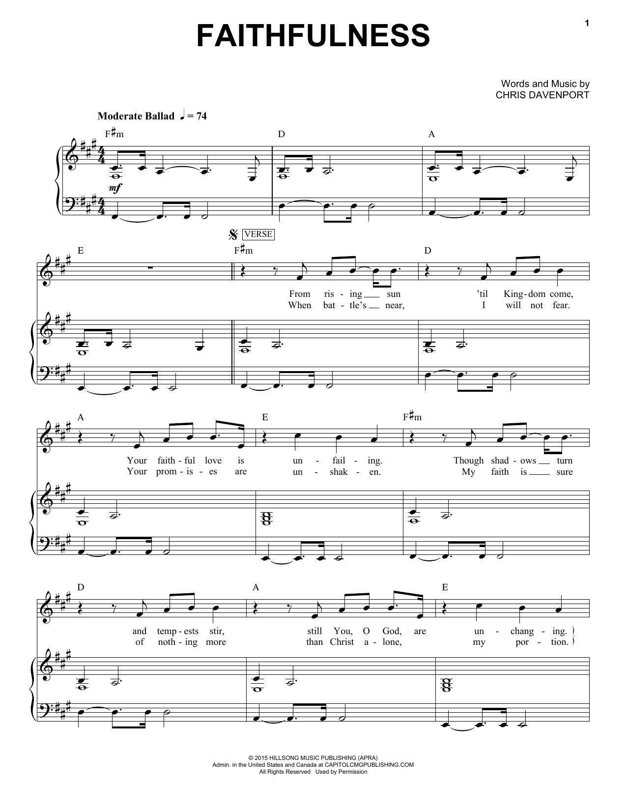 Hillsong United Faithfulness sheet music notes and chords. Download Printable PDF.