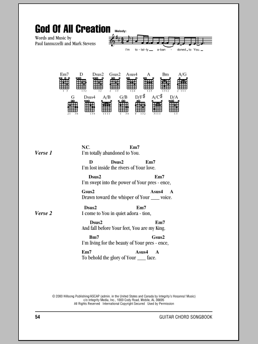 Learn to play Hillsong United God Of All Creation sheet music for Guitar Chords/Lyrics in minutes. Hillsong United God Of All Creation sheet music notes and chords. Download Printable PDF.