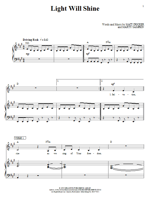 Hillsong United Light Will Shine sheet music notes and chords. Download Printable PDF.