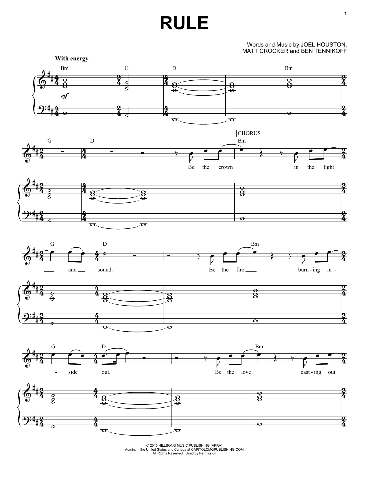 Hillsong United Rule sheet music notes and chords. Download Printable PDF.