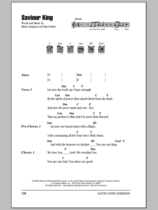 Learn to play Hillsong United Saviour King sheet music for Guitar Chords/Lyrics in minutes. Hillsong United Saviour King sheet music notes and chords. Download Printable PDF.