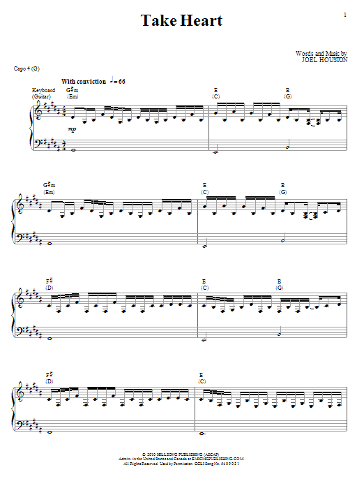 Hillsong United Take Heart sheet music notes and chords. Download Printable PDF.