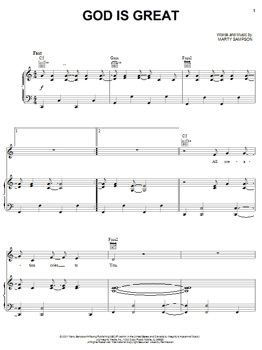 Learn to play Marty Sampson God Is Great sheet music for Easy Lead Sheet / Fake Book in minutes. Price: 5.9900$ Marty Sampson God Is Great sheet music notes and chords arranged for Easy Lead Sheet / Fake Book