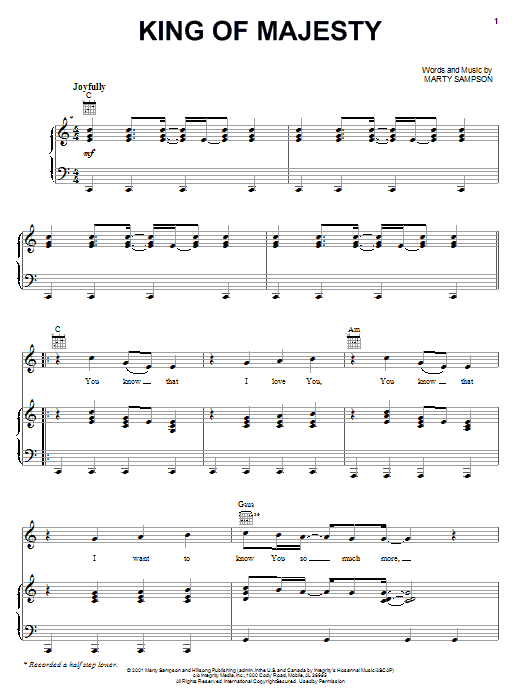 Learn to play Marty Sampson King Of Majesty sheet music for Easy Piano in minutes. Price: 6.9900$ Marty Sampson King Of Majesty sheet music notes and chords arranged for Easy Piano