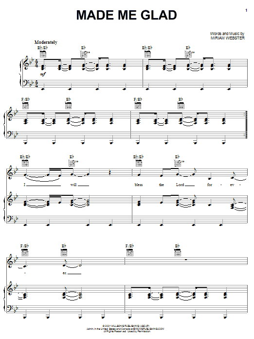 Learn to play Miriam Webster Made Me Glad sheet music for Easy Piano in minutes. Price: 6.9900$ Miriam Webster Made Me Glad sheet music notes and chords arranged for Easy Piano