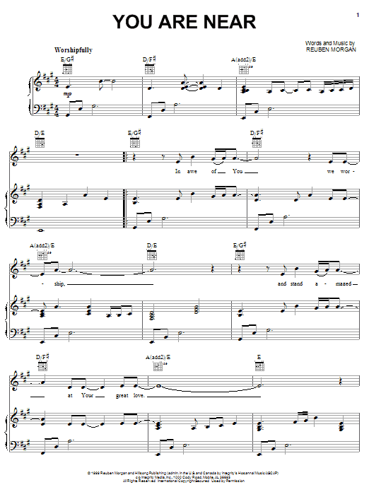 Learn to play Reuben Morgan You Are Near sheet music for Lead Sheet / Fake Book in minutes. Price: 5.9900$ Reuben Morgan You Are Near sheet music notes and chords arranged for Lead Sheet / Fake Book