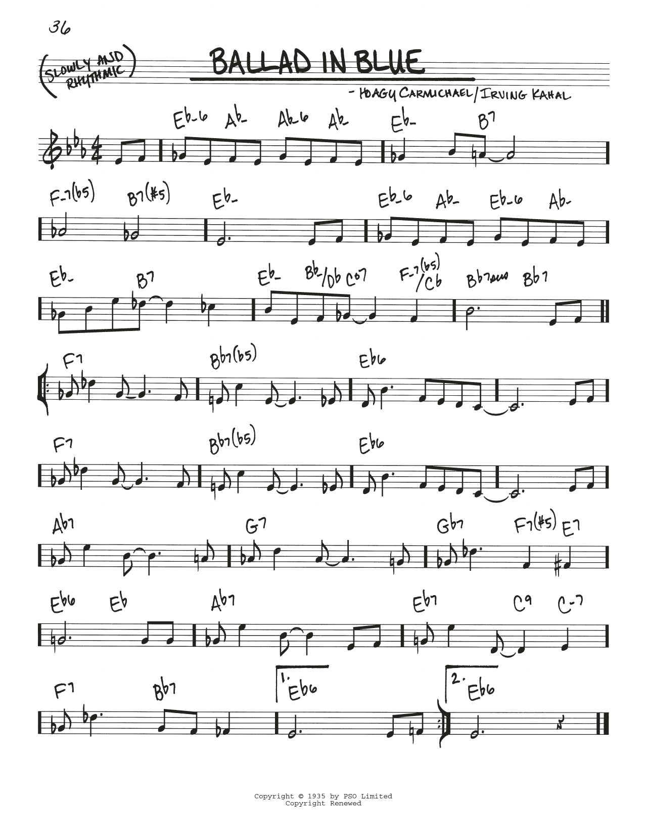 Hoagy Carmichael Ballad In Blue sheet music notes and chords. Download Printable PDF.