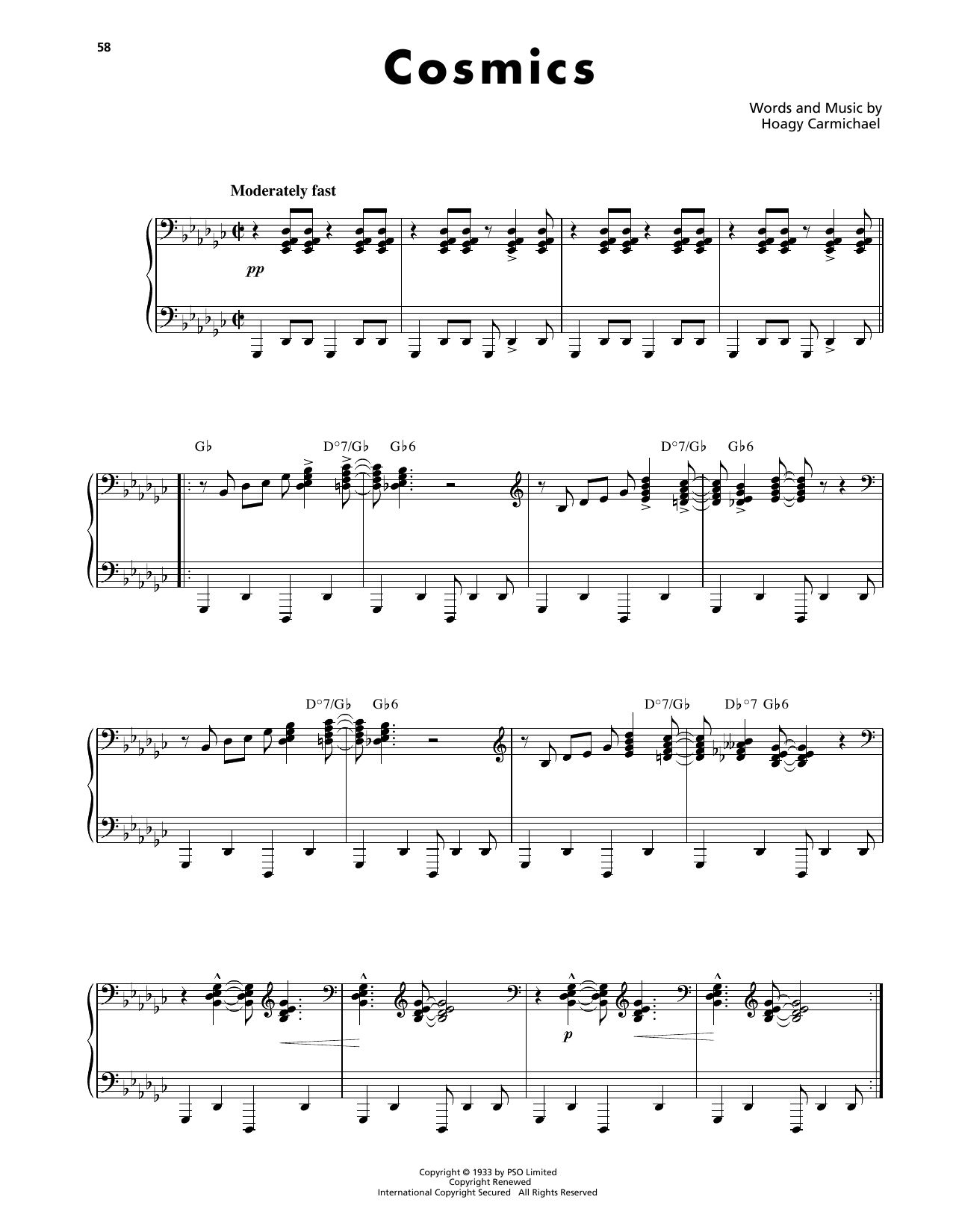 Hoagy Carmichael Cosmics sheet music notes and chords. Download Printable PDF.