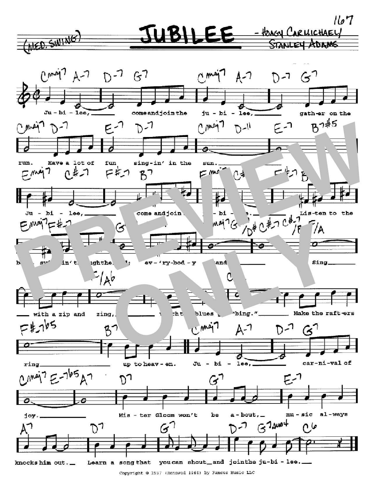 Hoagy Carmichael Jubilee sheet music notes and chords. Download Printable PDF.