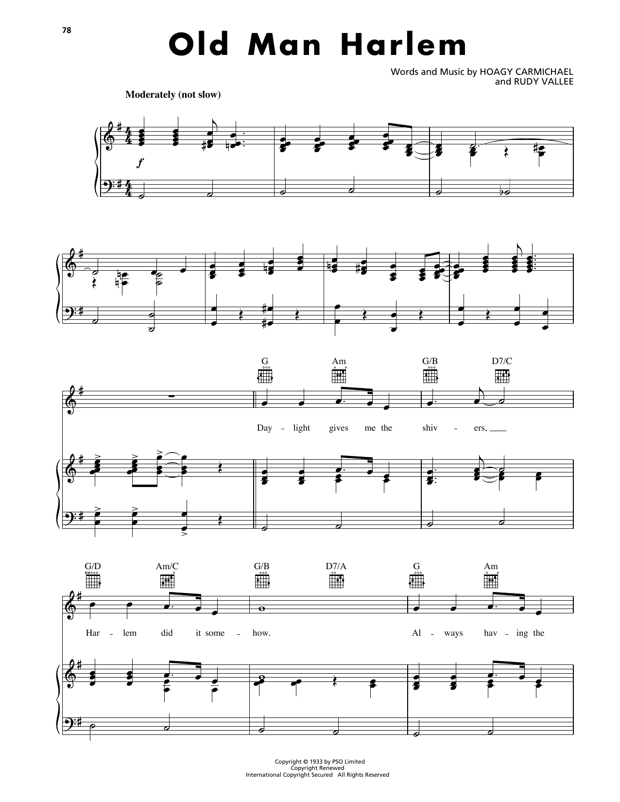 Hoagy Carmichael Old Man Harlem sheet music notes and chords. Download Printable PDF.