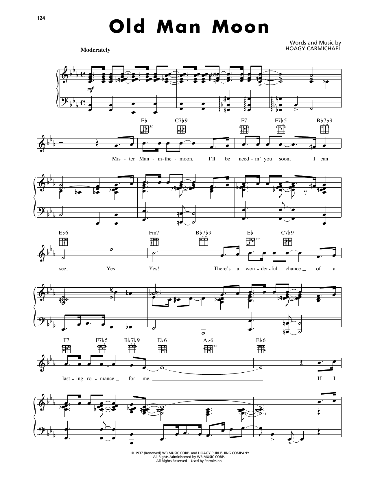 Hoagy Carmichael Old Man Moon sheet music notes and chords. Download Printable PDF.