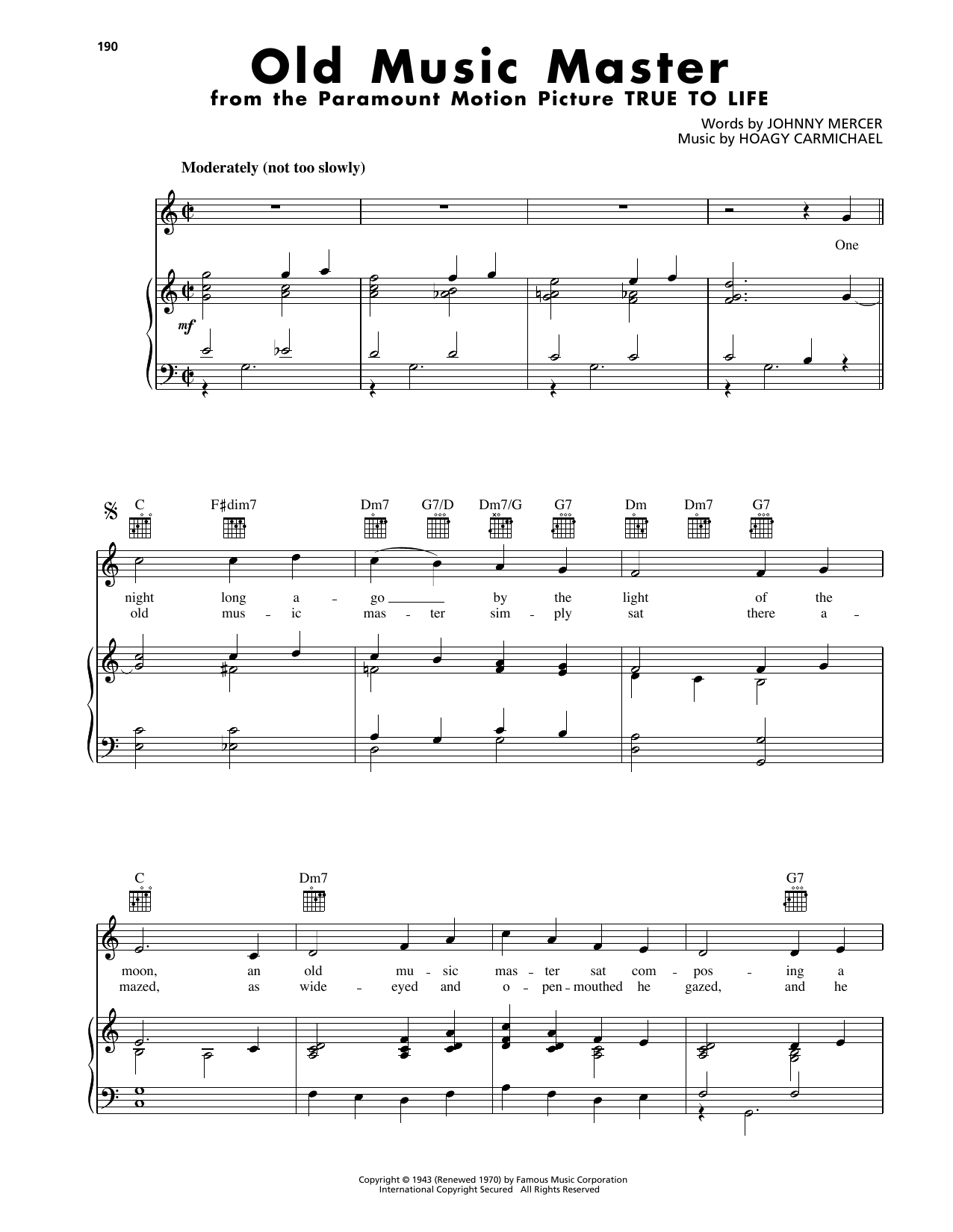 Hoagy Carmichael Old Music Master sheet music notes and chords. Download Printable PDF.