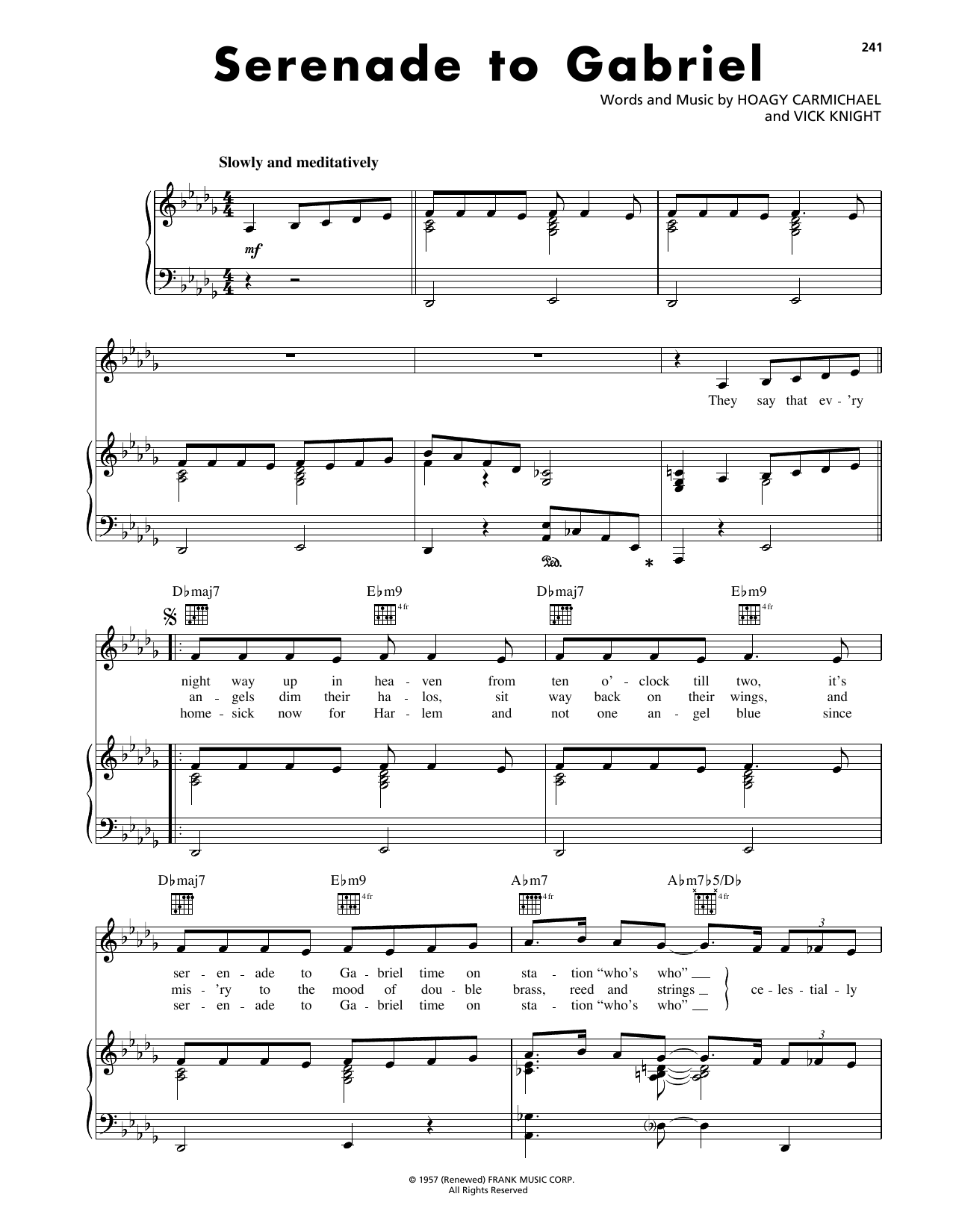 Hoagy Carmichael Serenade To Gabriel sheet music notes and chords. Download Printable PDF.