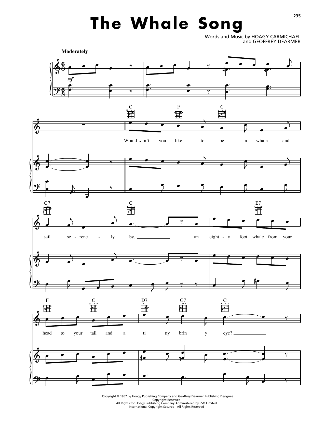 Hoagy Carmichael The Whale Song sheet music notes and chords. Download Printable PDF.