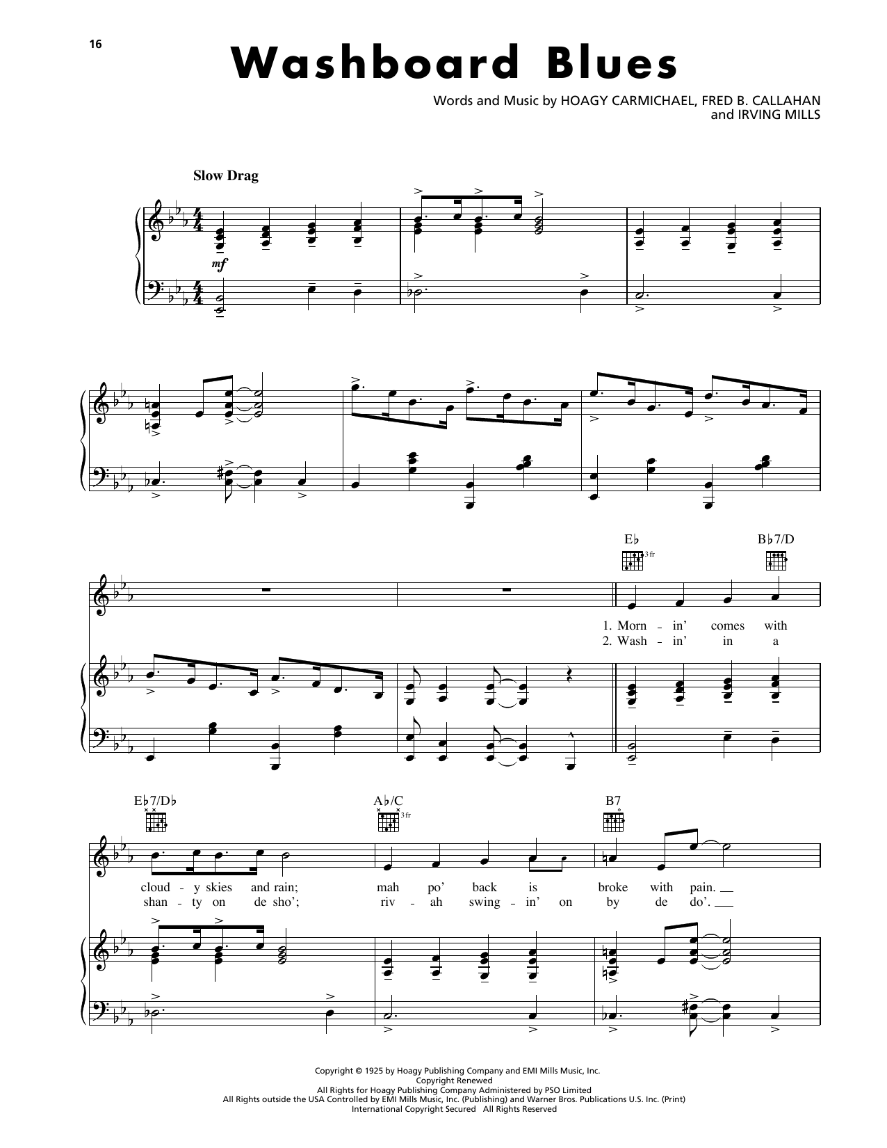 Hoagy Carmichael Washboard Blues sheet music notes and chords. Download Printable PDF.